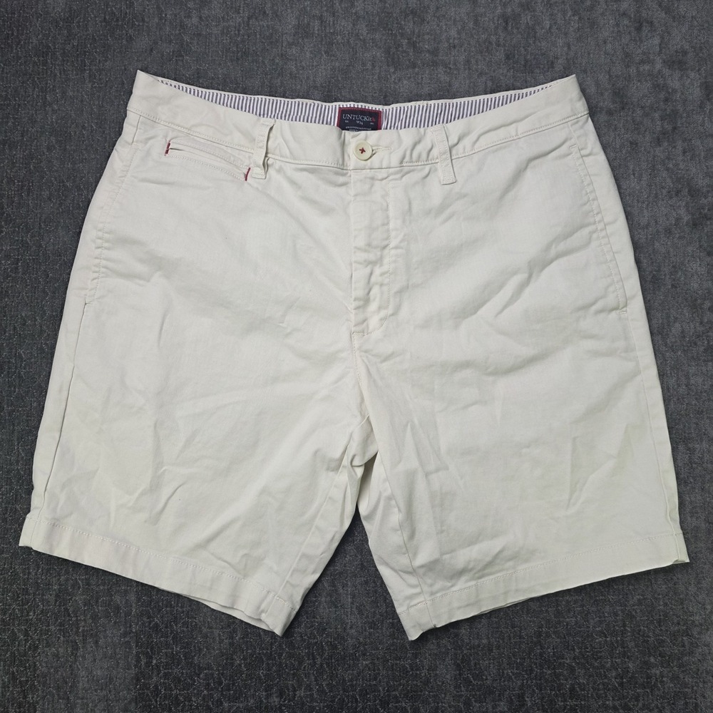 UNTUCKit Chino Shorts Mens 34 St.‎ Vincent 9" Inseam Stretch Golf Preppy Ivory